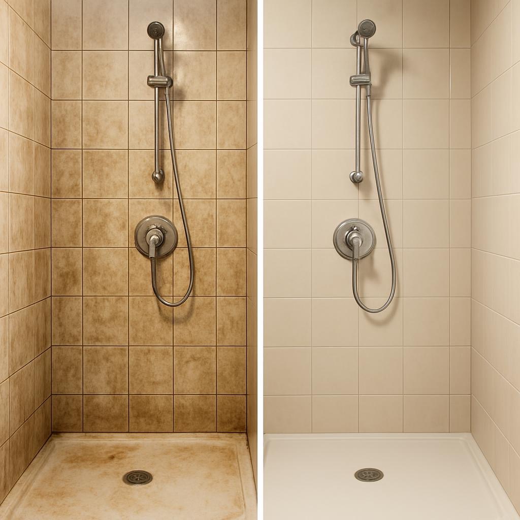 Before and After. Shower Clean.